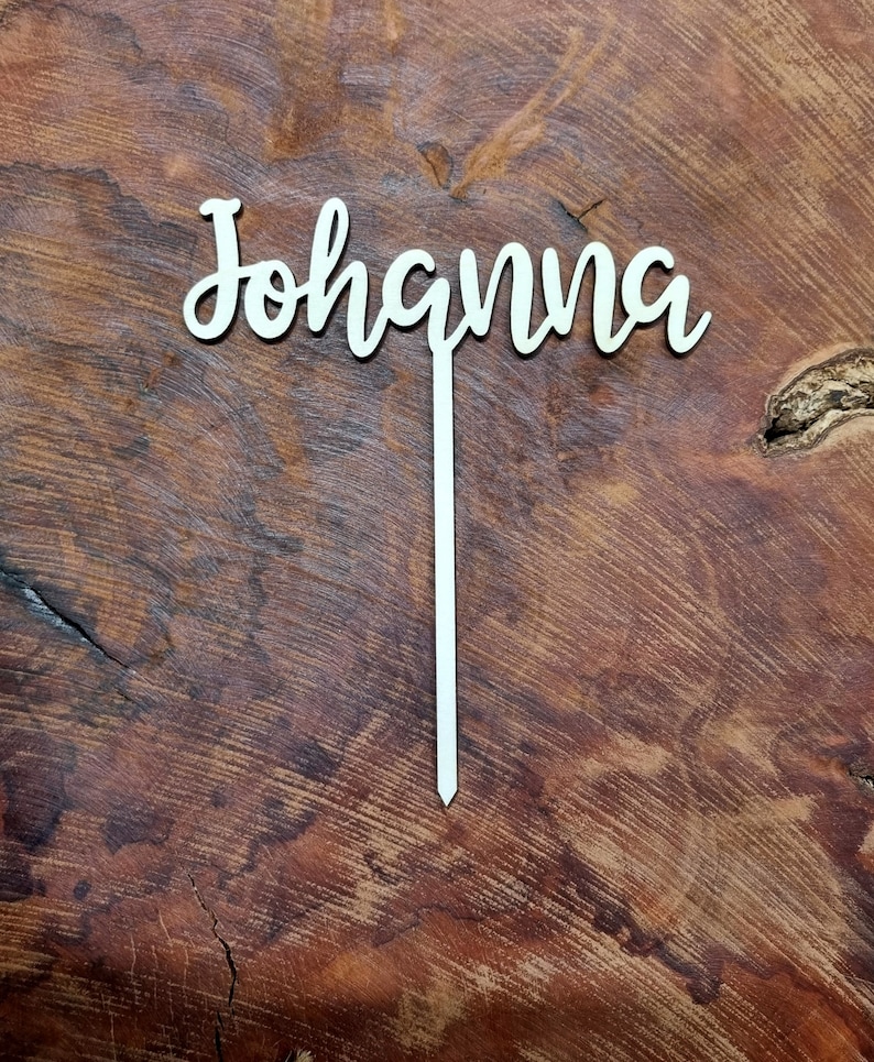 Cake Topper personalisiert aus Holz mit Name Schriftzug Geburtstag Tortenstecker Bild 2