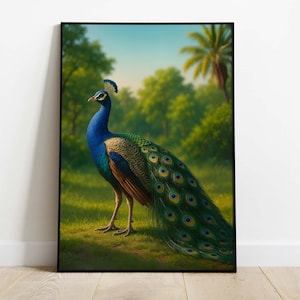 Printable Peacock Wall Art, Peacock Print, Peacock Painting, Digital Peacock Wall Art, Peacock Wall Decor, Peacock Bird Art, Peacock Decor