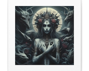 Canvas Dark Dragon Lady (white frame)