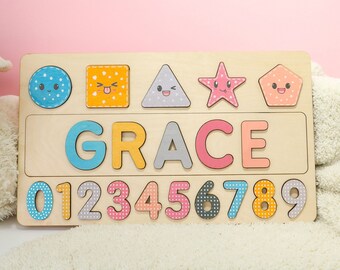 Baby Name Puzzle, Rainbow Name Puzzle, Personalized Gifts for Baby, Toddlers Name Puzzle, Wooden Name Puzzle, Personalized Toy Toddlers QB47