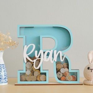 Letter Piggy Bank,Personalized Letter Coin Box, Kids Room Decor, Gift For Boy, Gifts For Kids 2023, Piggy Banks, Alphabet Piggy Bank F14 image 5