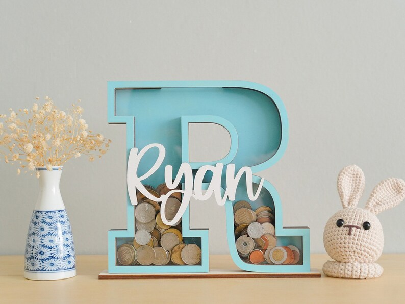 Letter Piggy Bank,Personalized Letter Coin Box, Kids Room Decor, Gift For Boy, Gifts For Kids 2023, Piggy Banks, Alphabet Piggy Bank F14 image 5