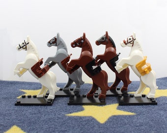 Custom Handmade Medieval Knights Horse Warhorse Mini-Fig Building Toy