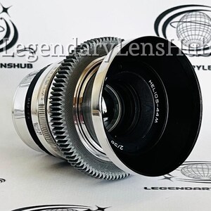 HELIOS-44M f2/58mm lens with M42–Fujifilm (FX) X-mount adapter, silver vintage USSR lens