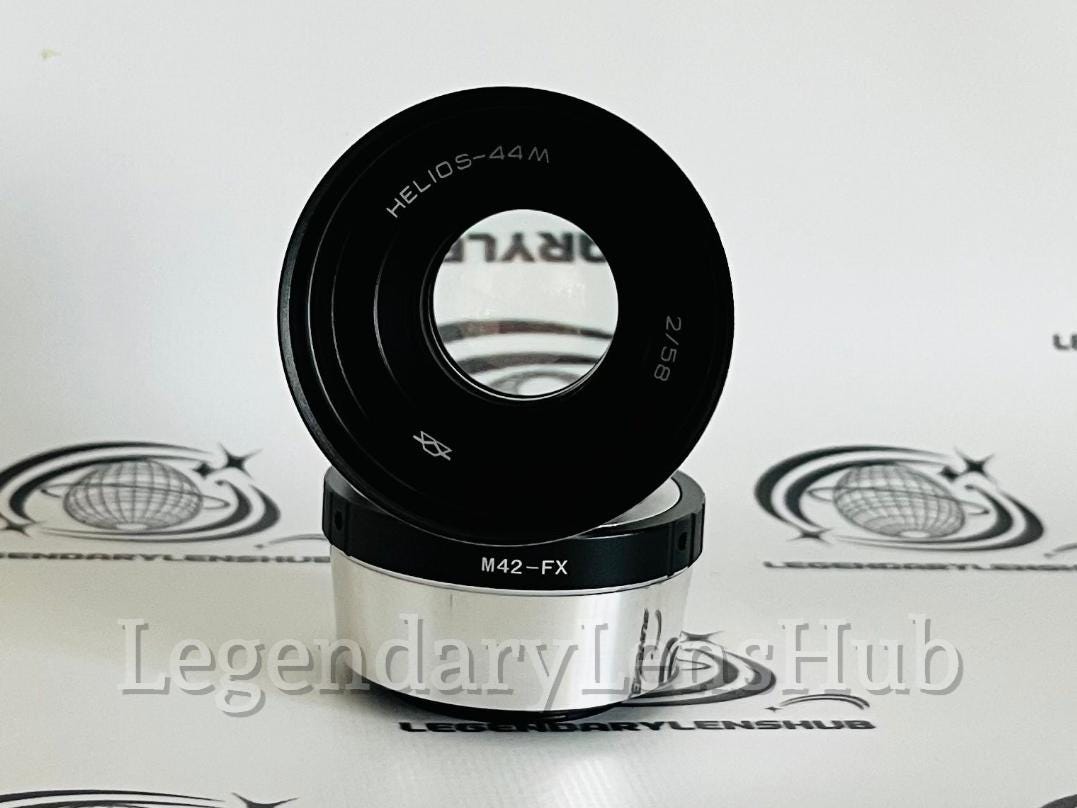 HELIOS-44 M f2/58 mm KMZ レンズと M42–富士フイルム (FX) X マウント