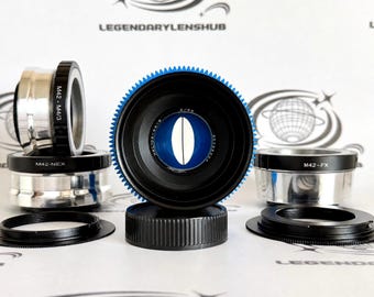 Helios 44-2 KMZ 58mm f/2 Modified Anamorphic Vintage Lens, Blue Tint, Oval Bokeh & Cinematic Flares, M42 Mount, Adapter of Your Choice