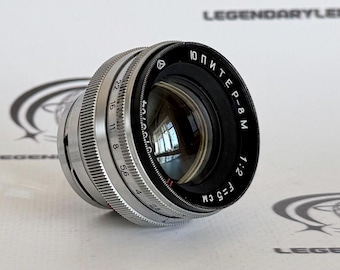 Jupiter-8M 50mm f/2 Vintage Soviet Lens, Contax/Kiev Bayonet, Red P, Rangefinder Camera Lens