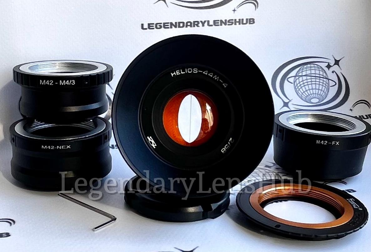 Helios-44 M-4 58 mm f2 Anamorphotisch modifiziertes Objektiv, Helios Kino-Objektiv mit bernsteinfarbenem Ton und ovalem Bokeh-Effekt mit einem beliebigen Adapter Ihrer Wahl