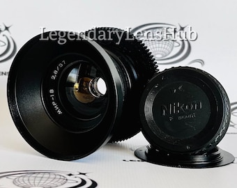 Mir-1B 2.8/37 wide angle lens with Nikon F mount, modified vintage lens