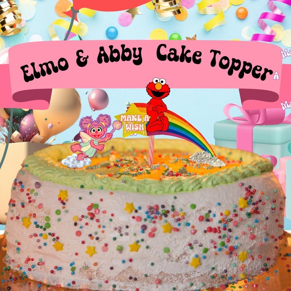 Elmo Abby Cadabby Cake Topper, elmo and abby topper cake,  elmo and abby party decorations, elmo and abby birthday decorations, elmo abby