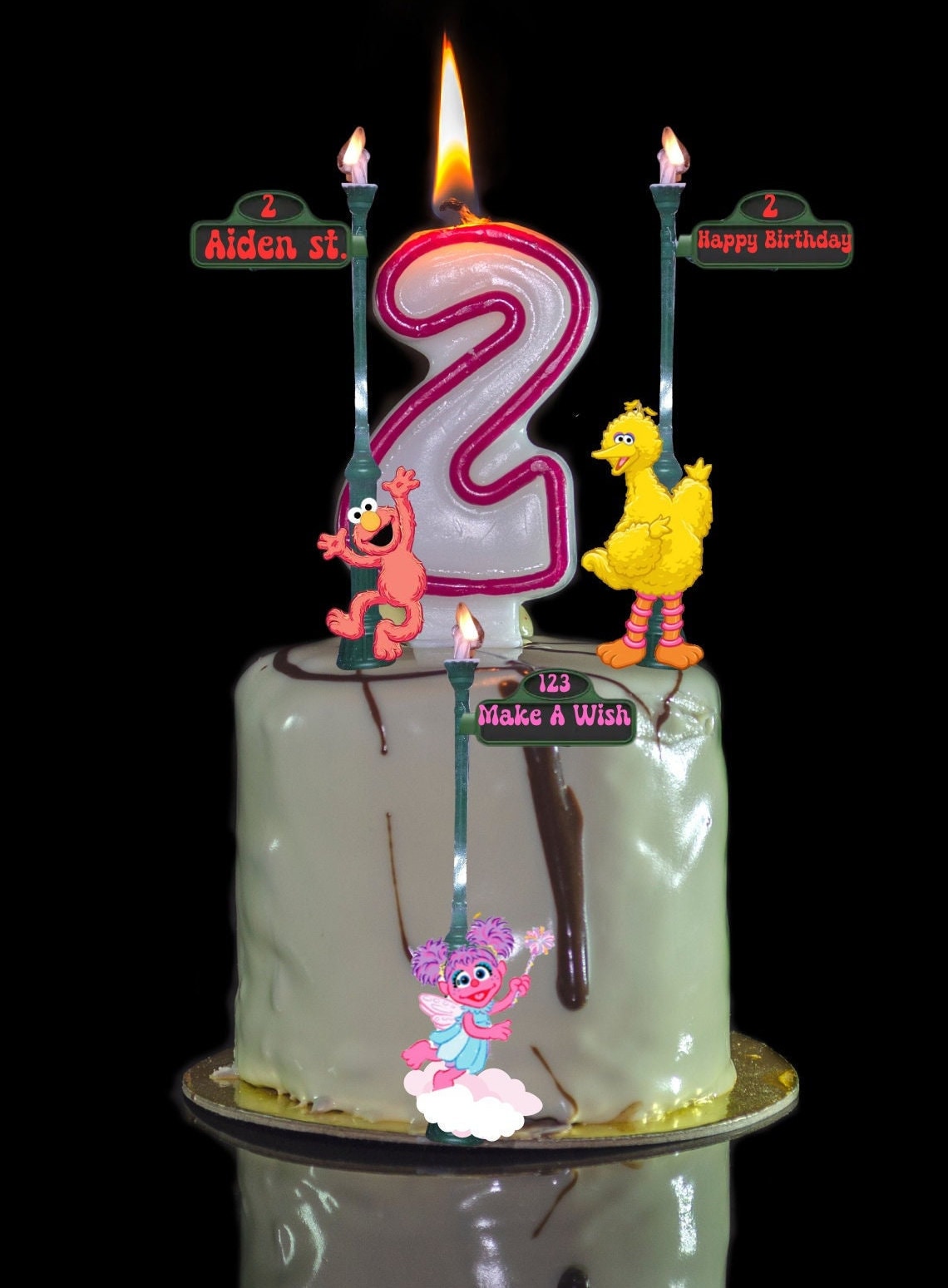 Street Sign Lamp Post Personalized cake Topper Party Prop Sesame Street Sesame street sign Elmo caketopper cake