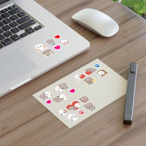 Peach Goma Stickers Cute Cats Cartoon Couple Stickers Gift Couple Gift