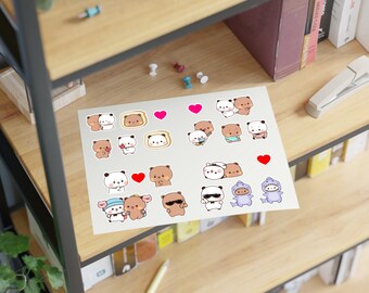Bubu Dudu Panda Bear Stickers: Couple Gift, Waterproof Vinyl
