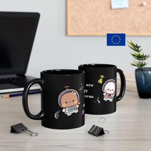 Bubu Dudu Mug Europe Universe Black Mug Bubu Dudu Space Mug Cute Love Couple Gift 11oz