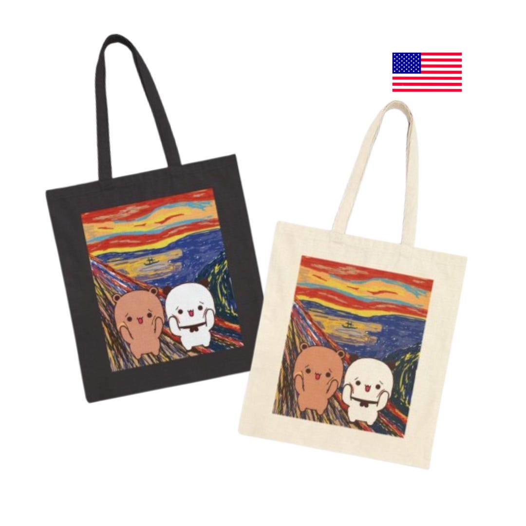 Borsa tote in cotone Bubu Dudu con motivo artistico Scream USA