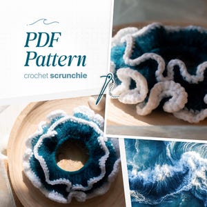 PDF Crochet Scrunchie Pattern By the Sea | Easy Beginner PDF, Coastal Hair Accessory