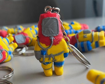 Baby Hazmat Suit Keychain, Cute Plastic Doll (4cm)
