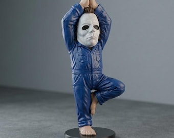 Masked Yoga Figurine: Horror Fan Gothic Decor, Spooky Meditation Statue (6'' 15cm)