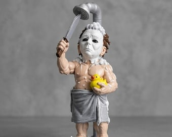 Horror Bathroom Figurine: Creepy Slasher Shower Statue, Gothic Decor 8'' 20cm