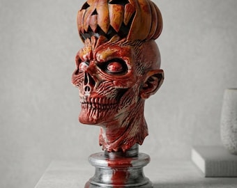 Zombie Bust 3 Pumpkin Head Halloween Decoration Bloody