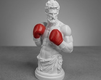 Greek Statue with Boxing Gloves, Modern Bust Decor, Gym Sculpture