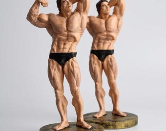 Vintage Bodybuilder Statue - Gold Physique Skulptur, Fitnessstudio Dekor, Arnold Sammlerstück