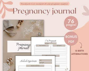 Pregnancy Journal, Pregnancy Gift, Pregnancy Planner, Pregnancy Diary, Baby Shower, Baby Book New Mom, Digital Template