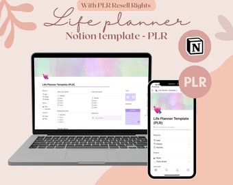 Notion Life Planner Notion PLR Template Digital Planner Aesthetic Notion Dashboard Notion Planner