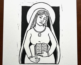 Madonna del Parto Linoleum Block print