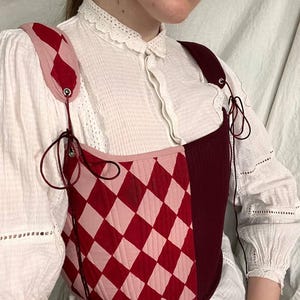 Chest corset Baroque Jester pink-burgundy, coloring Buffoon Medieval Cosplay, Baroque Jester, Corset , Jester corset, Hand Painted corset