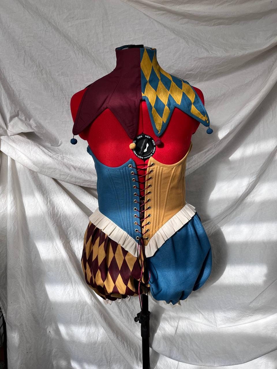 Jester Ruffle Banner Multicolor Costume Jester, сollar and Corset Medieval Cosplay, Ruffle ...