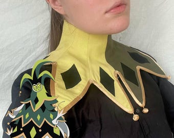 Corset de cou Mammon HELLUVA patron, cosplay de démon, cosplay médiéval de collier, collier de corset de cou, épaulette peinte à la main