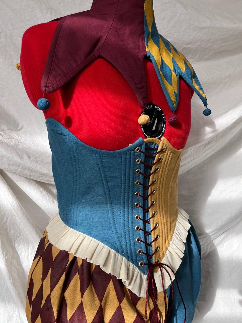 Jester Ruffle Banner Multicolor Costume Jester, сollar and Corset Medieval Cosplay, Ruffle ...