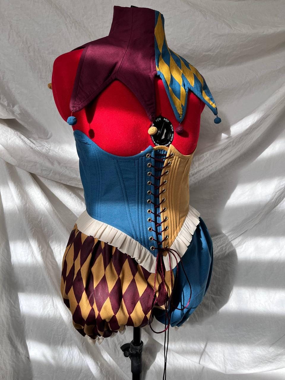 Jester Ruffle Banner Multicolor Costume Jester, сollar and Corset Medieval Cosplay, Ruffle ...