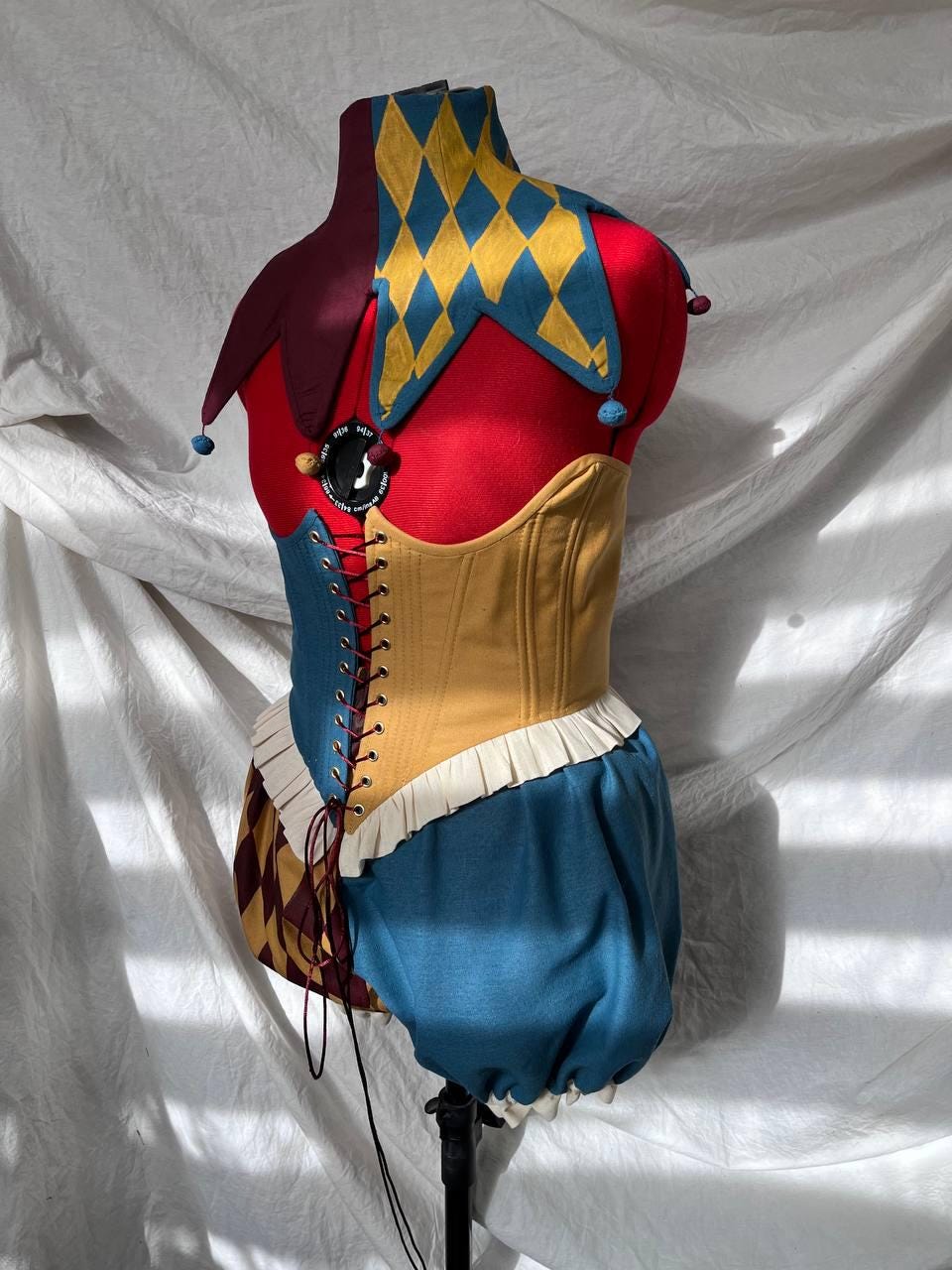Jester Ruffle Banner Multicolor Costume Jester, сollar and Corset Medieval Cosplay, Ruffle ...