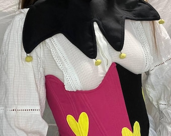 Fizzarolli Cosplay Costume, Hazbin Hotel cosplay, Collar and corset Medieval Cosplay, Baroque Jester, Hand Painted Shoulder Pad and corset
