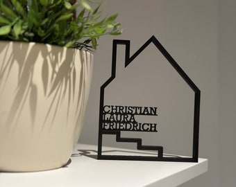House silhouette with name personalizable gift moving in family birthday