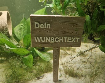 Aquarium decoration sign wood look customizable - Aquascape Fishtank Decoration