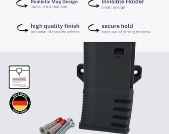 Wall mount for AR15 Airsoft and Realsteel – Realistic shortmag design, invisible weapon holder with high-quality mounting hardware
