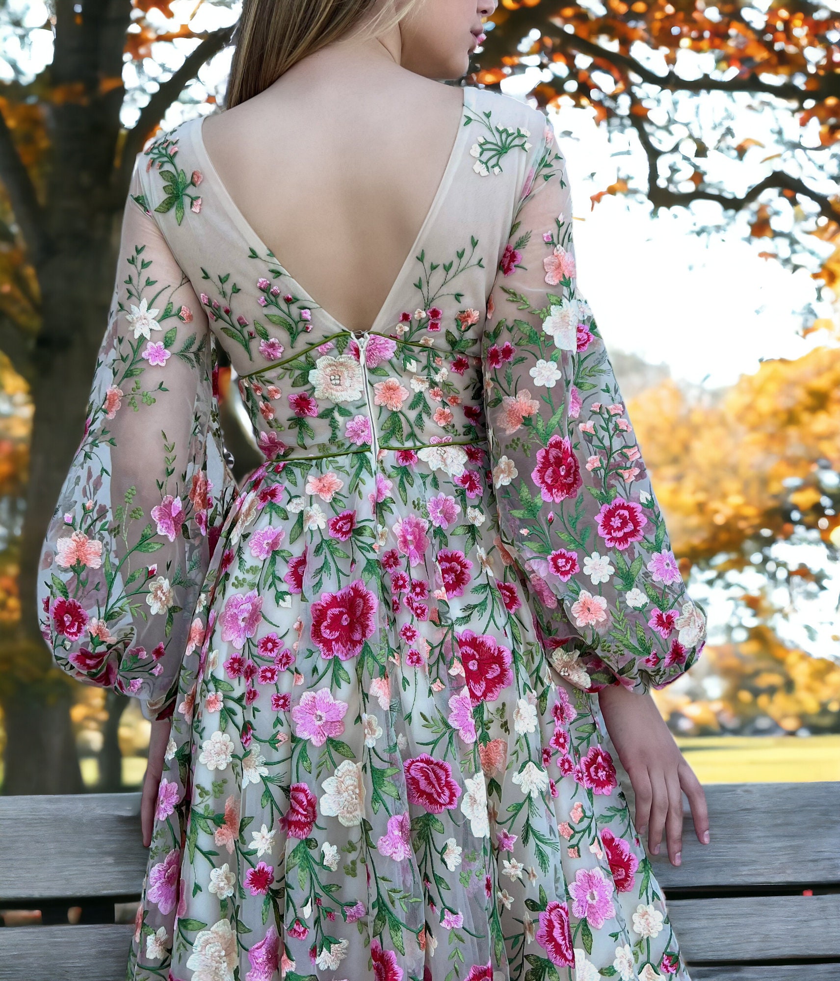 Floral Tulle Long Dress main image 1