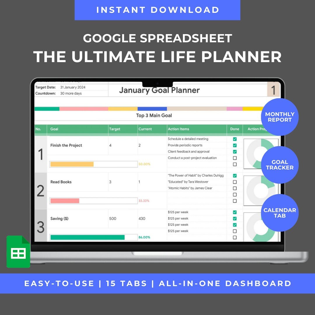 Ultimate Digital Planner Bundle Google Sheets Template for To-do Lists ...