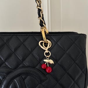 Cherry Bag Charm | Cherry Keychain | Fruit Keychain | Gold bag charm | Gift for her | Charms for bags | Bag accessories | Y2K style | Kawaii