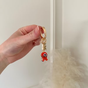 Murano Glass Fish Keychain: Gold Plated Pearl Bag Charm