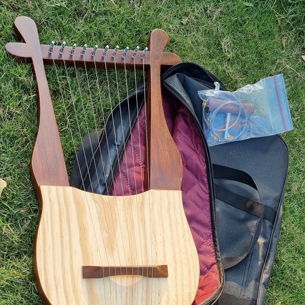 Lyre Harp 10 Strings, Vintage inspired Old World, Wooden Stringed Instrument, Niche Musical Instrument, Lyre Beginners