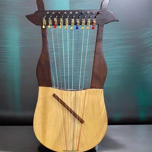 Lyre Harp 10 Strings with levers, Vintage inspired Old World, Wooden Stringed Instrument, Niche Musical Instrument, Lyre Beginners