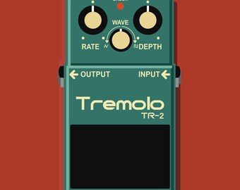 Stampa del pedale tremolo per chitarra - Poster musicale TR-2, arte dello studio musicale, chitarrista, musical, download digitale