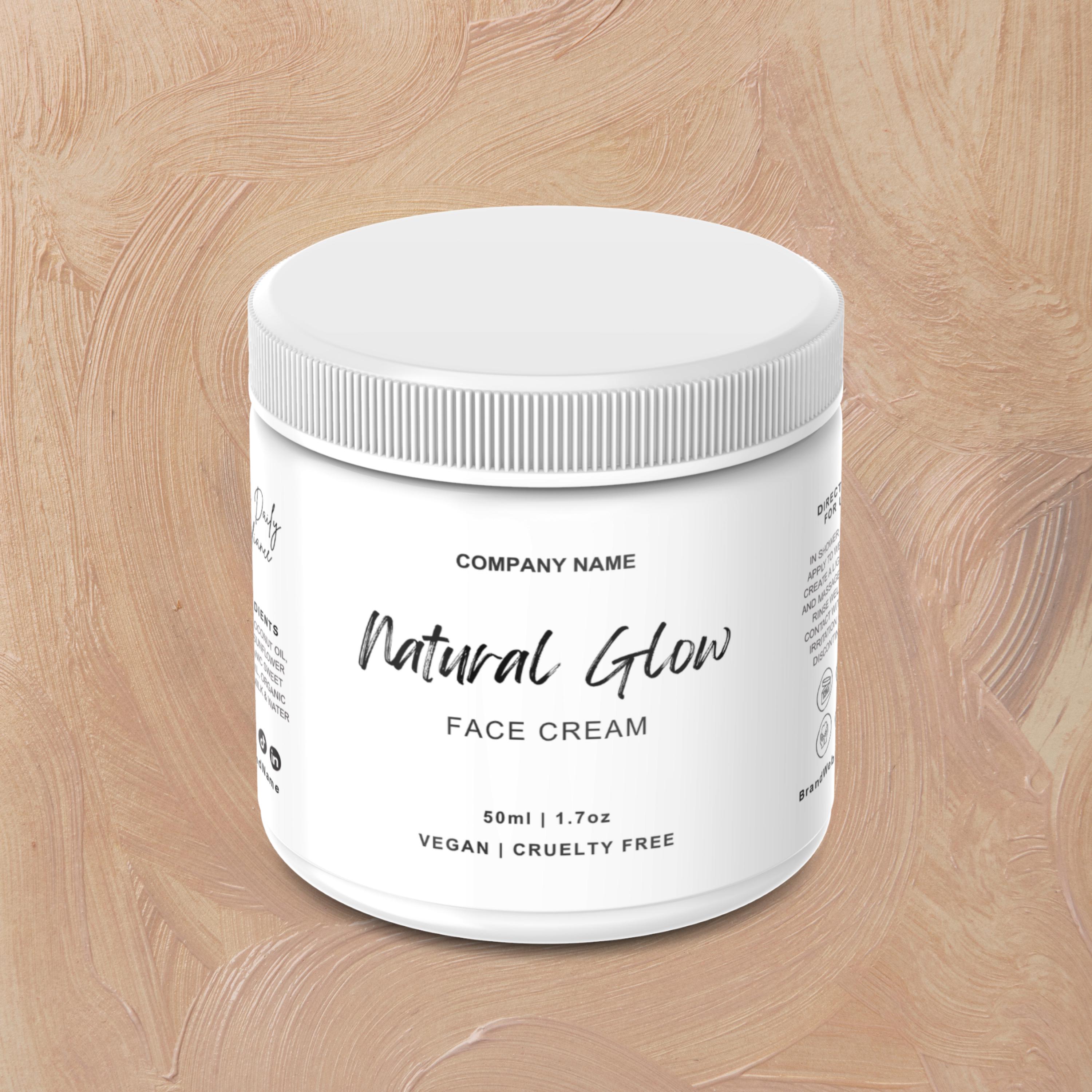 Natural Glow Face Cream Label Template: Minimalist Skincare (digital ...