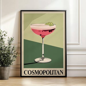Impresión cosmopolita, póster cosmopolita, impresión de cócteles, póster de cócteles, impresiones de cocina, decoración de cocina, regalo de inauguración de la casa, arte de pared de moda