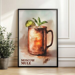 Moscow Mule Print, Moscow Mule Poster, Cocktail Print, Cocktail Poster, Kitchen Prints, Kitchen Decor, Housewarming, trendy wall art