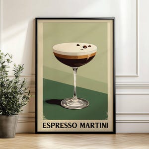 Impresión de espresso martini, póster de martini, impresión de cóctel, póster de cóctel, impresiones de cocina, decoración de cocina, descarga digital, arte de pared de moda